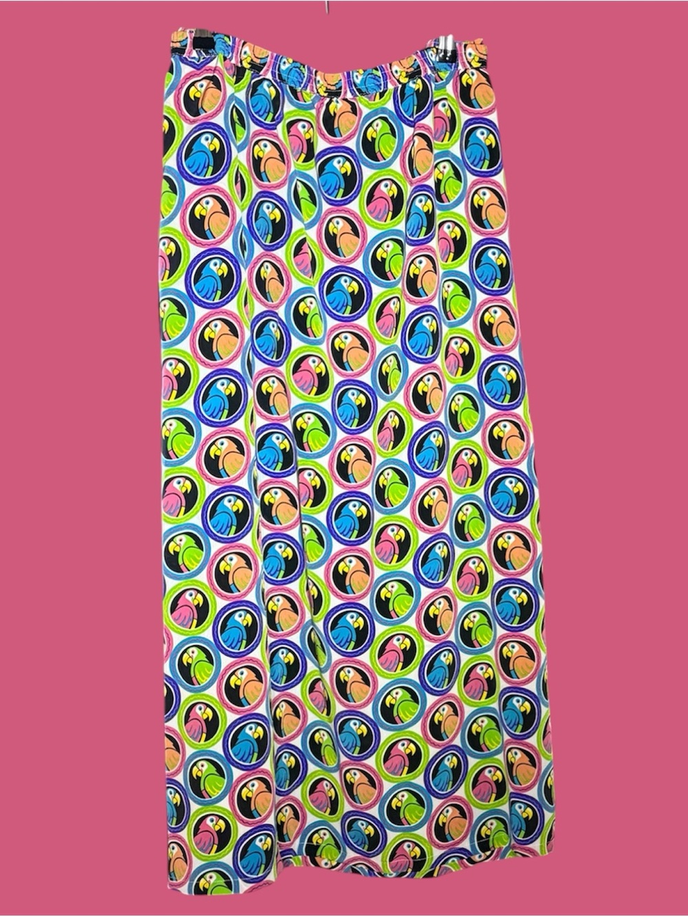 Colorful Bob Mackie Parrot Print Maxi Skirt 3XL- Multicolor